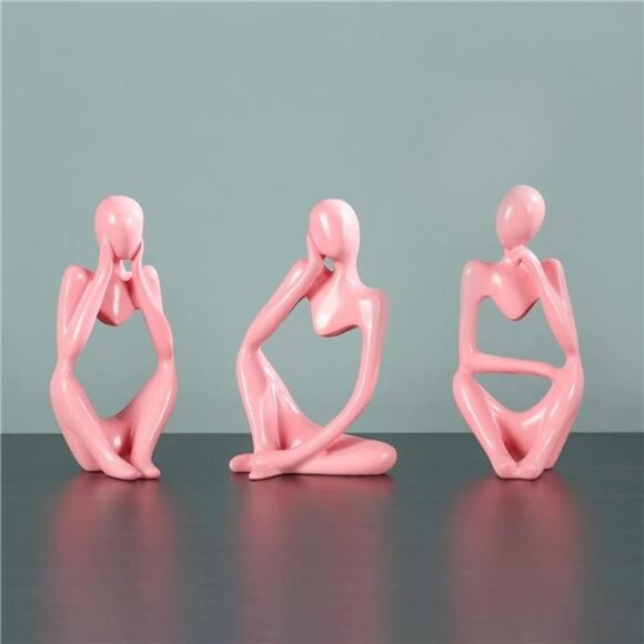 Gold Thinker Statue Abstract Resin Art Figurine Modern Shelf Home Decor - Picture 2 of 7